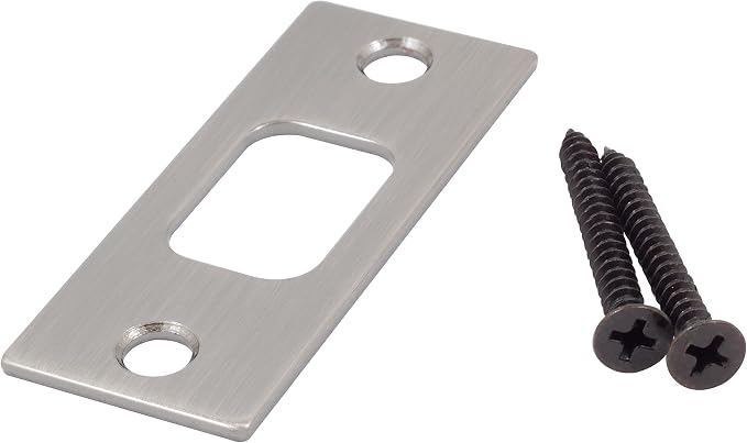 Square Corner Deadbolt Strike Plate, 1-1/8" x 2-3/4", 2-1/8" Center-to-Center - Image 2