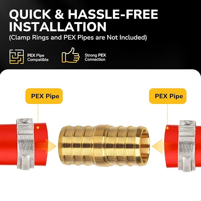 1/2" Pex Coupling, Pex Fittings, Heavy-Duty Brass Crimp Fittings - Image 4
