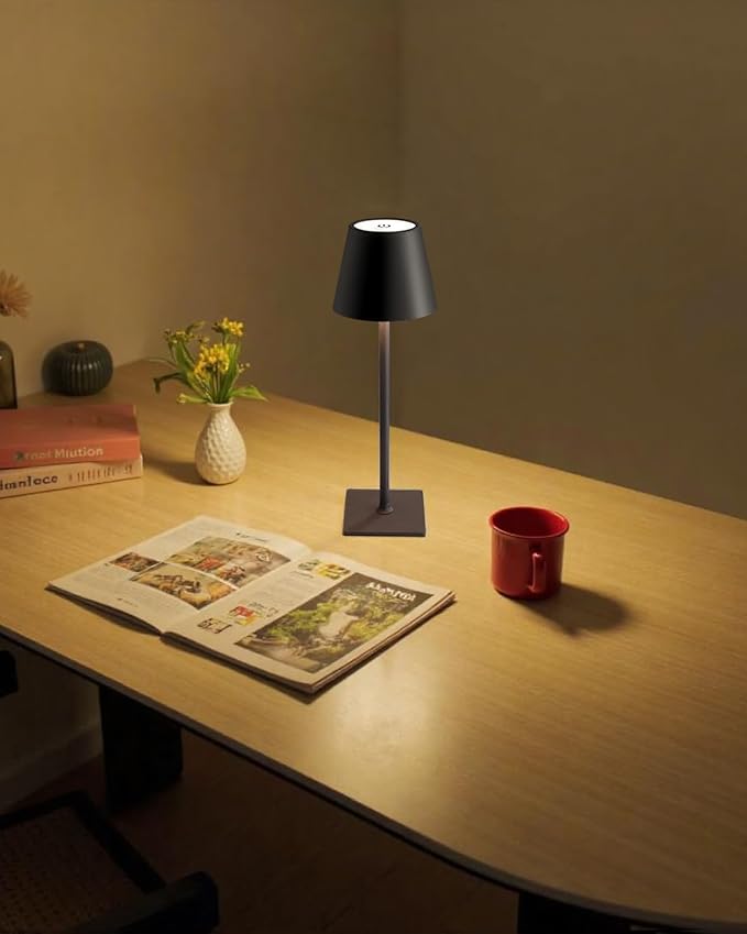 KDG Cordless Black Table Lamp, Portable Desk Lamp, 5000mAh Battery Operated | - Image 8