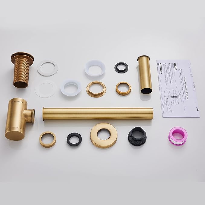 1-1/4" Solid Brass Bottle Trap Pop-Up Sink Kit Antique No Overflow - Image 9