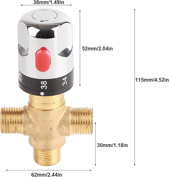 Brass Thermostatic Mixing Valve, Degrees Centigrade Mark Shower Mixer Valve - Image 3