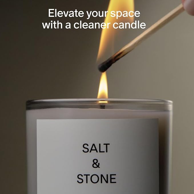 Salt & Stone Coconut & Soy Blend Scented Candle, Santal & Vetiver 8.5 oz | - Image 2