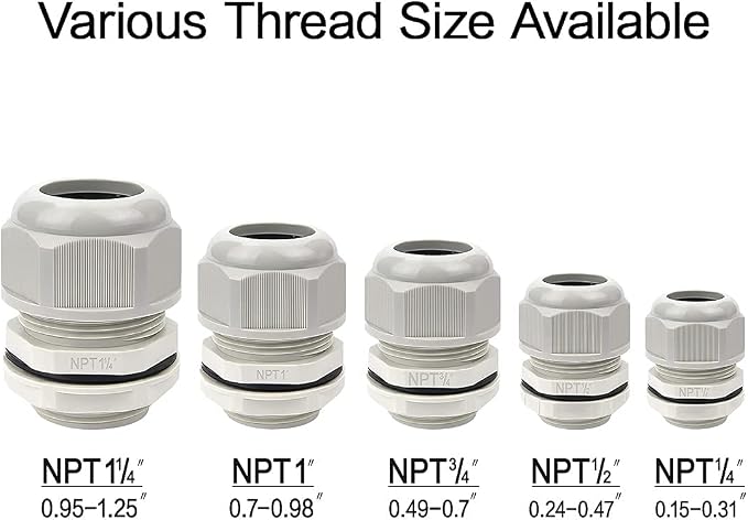20 Pack NPT 3/4" Cable Glands Waterproof Adjustable 12.5-18mm Cable Connectors - Image 5