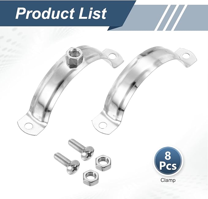 HARFINGTON 8 Pcs Adjustable Pipe Bracket Clamps 2-15/16" Stainless Steel Wall - Image 3