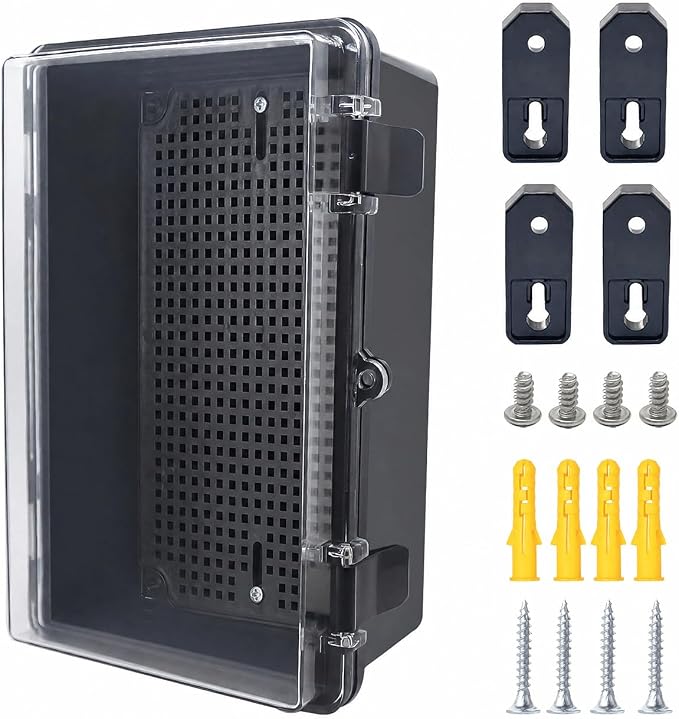 Junction Box, Hinged Black Clear Cover IP67 Waterproof ABS Project Box by Otdorpatio