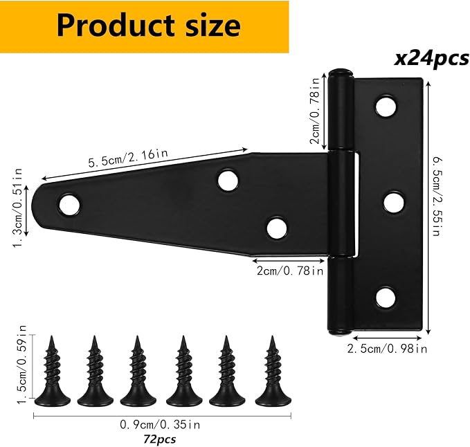 24 Pack 3 Inch T Strap Hinges, Stainless T Hinge - Image 2