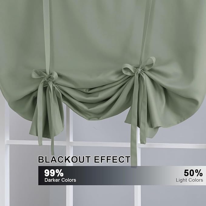 H.VERSAILTEX Blackout Tie Up Curtain Thermal Insulated Window Shade Light - Image 3