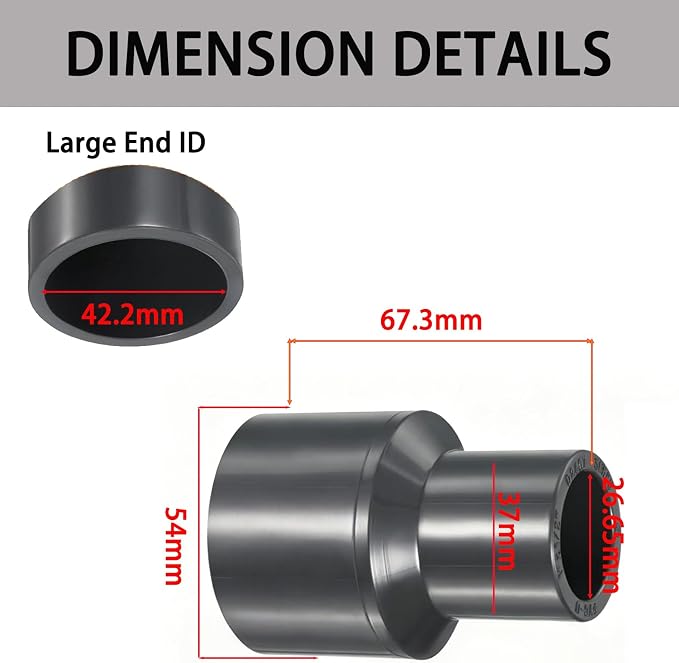 1-1/4 x 3/4 Inch SCH80 PVC Reducing Coupling, Increaser/Reducer Connector Pipe - Image 2