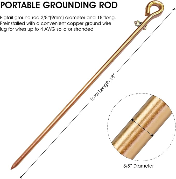 Portable Grounding Rod, Oval-eye Ground Bar - Image 2