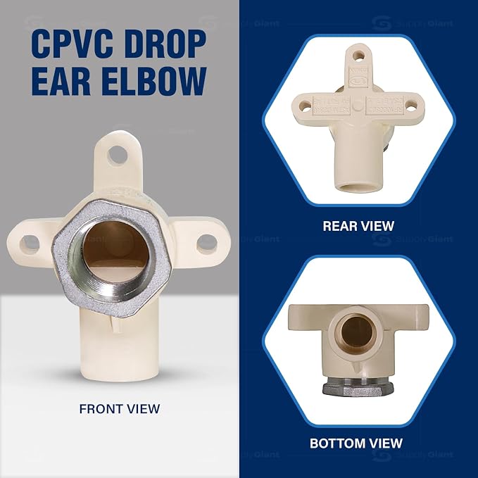 Midline Valve TTDQE012-OM-5 Female x CPVC Drop Ear Elbow Transition Pipe - Image 4