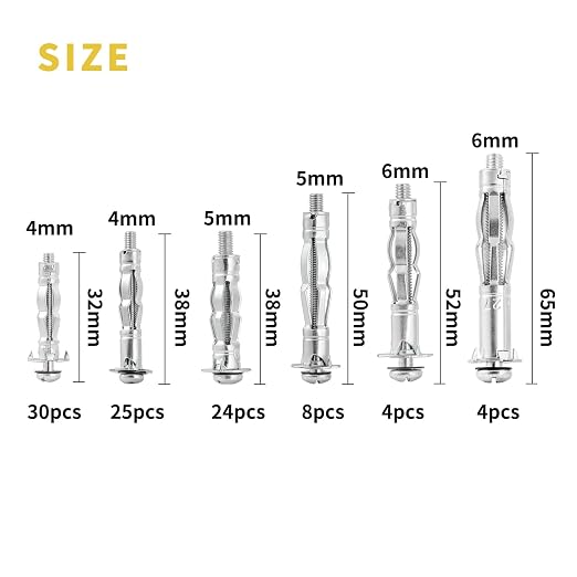 Hollow Wall Anchor Heavy Duty Zinc Plated Steel Bolt Hollow Drive Wall Anchor - Image 2