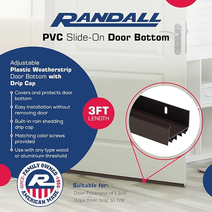 PVC Slide-On Door Bottom | Adjustable Plastic Weatherstrip Door Bottom - Image 2
