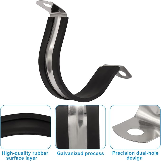 BokWin 2 Inch Stainless Steel Rigid Pipe Strap | Pipe Fasten Holder, 2 Holes U - Image 4