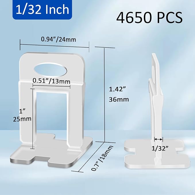 DGSL Tile Spacers 4650 Pcs Tile Clips, Tile Leveling System Clips 1/32 Inch | - Image 2