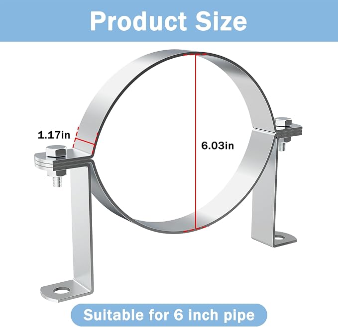 6 Inch B Vent Wall Strap Round Gas Vent Pipe Strap Adjustable Wall Strap Round - Image 3