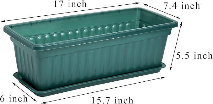 Fasmov 7 Pack 17 Inches Flower Window Box Plastic Vegetable Planters - Image 2