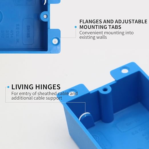 1-Gang Old Work Shallow Outlet Box, 8 Cu in, ETL Certified ，1 Pack | Blue PVC - Image 5