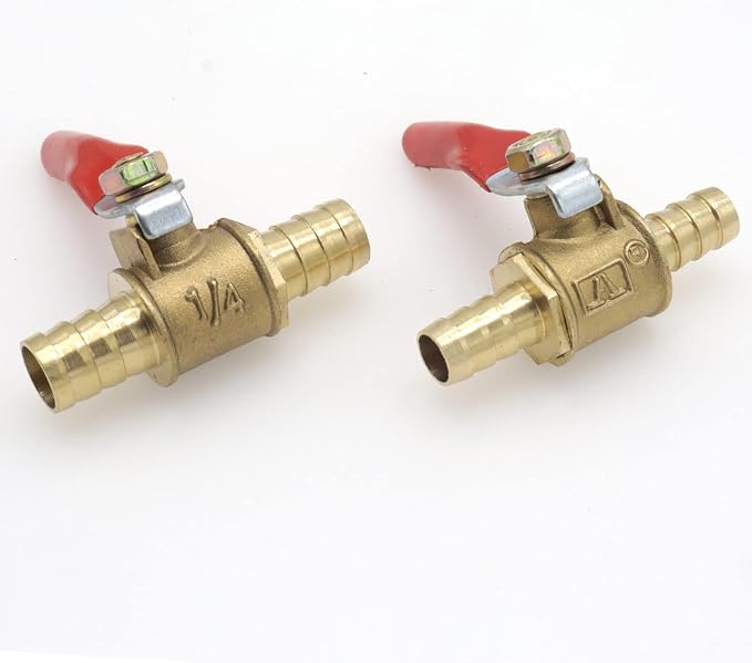2-Pack 5/16 Inch Brass Ball Valve, 8mm Hose Barb by Joyangy