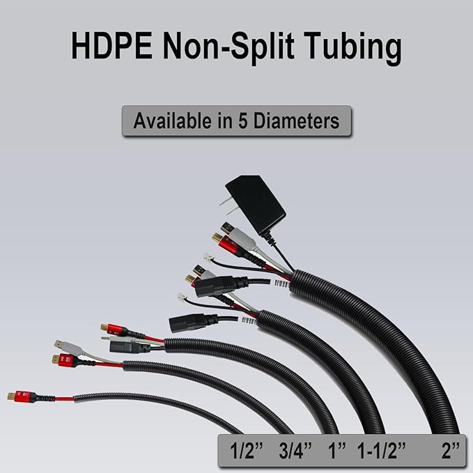 Flexible Polyethylene HDPE Non-Split Corrugated Wire Loom Tubing - Image 4