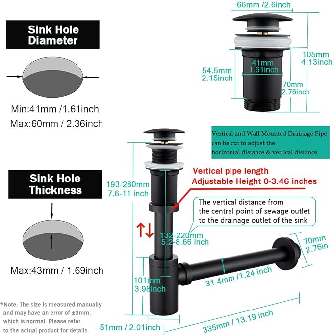 Bottle P-Trap Pop Up Drain - Image 2