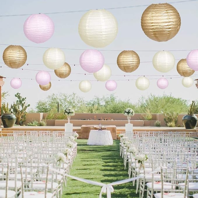 Paper Lanterns Decorative, Round Hanging Paper Lanterns Decorations - Image 3