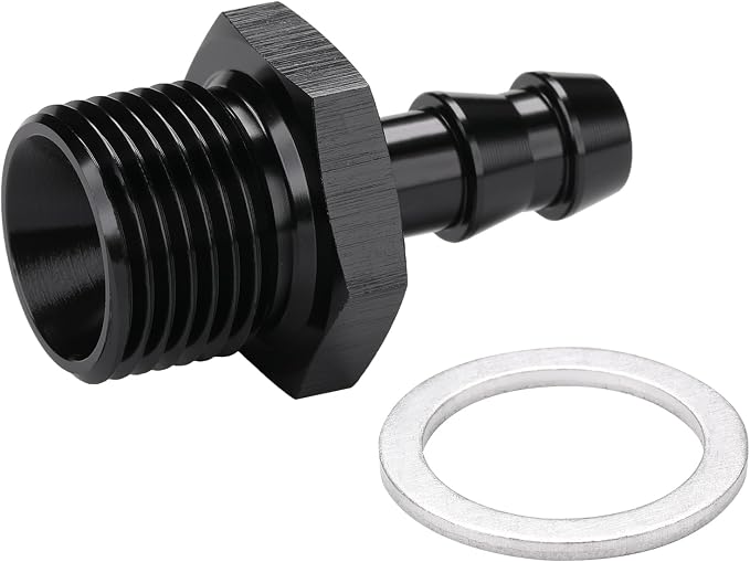 M18x1.5 Male Metric to 5/16 Barb Fuel Pump Inlet Adapter Fitting Aluminum Black - Image 4
