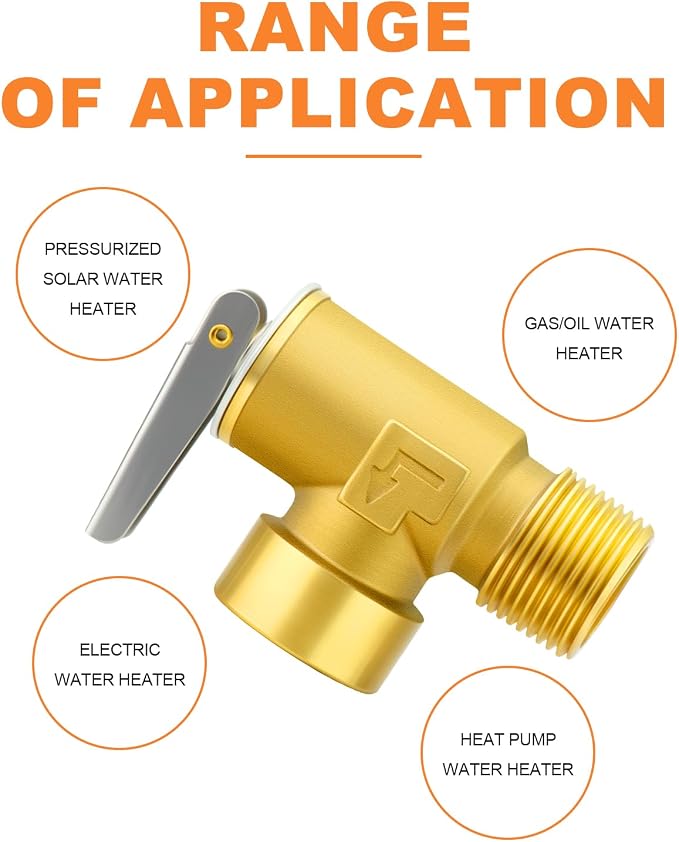 GASHER 1PCS Brass Temperature Pressure Relief Valve - Image 4