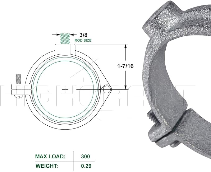 HIGHCRAFT HINGG-112-5 Industrial Decor Hinged Split Ring Pipe Hanger 1-1/2 in. - Image 6