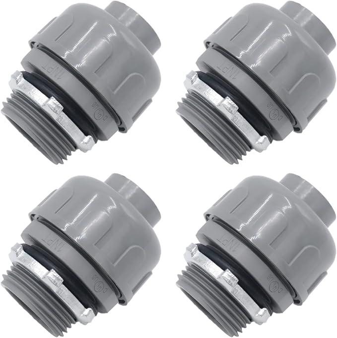 4-Pack 1 Inch NPT Liquid Tight PVC Conduit Connector Fittings | straight 180 by Joyangy
