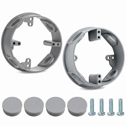 4 Pack 4" Round Electrical Box Extender, 1/2-Inch 4-Hole Weatherproof Junction by Jicoyin