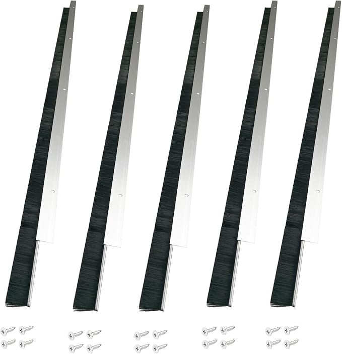 5 Sets Retsun Garage Door Brush Seal, 1 1/2" x 39.37" Brush Door Sweep by HOME