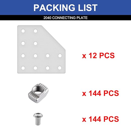 12pcs 2040 Joint Plate Connector Corner L Bracket 12-Hole Silver | 2040 V Slot - Image 3