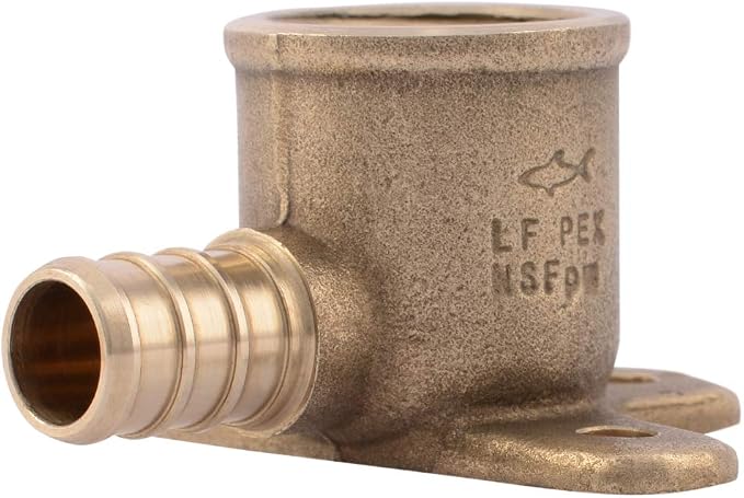 SharkBite 1/2 PEX Pipe x 1/2 Inch FNPT Crimp 90 Degree Drop Ear Elbow, Brass by SharkBite