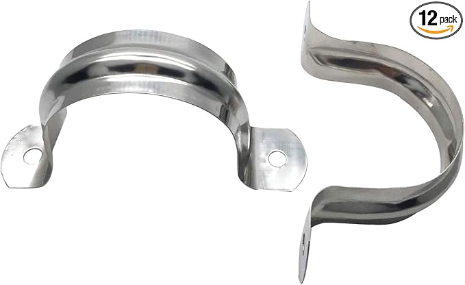 12 Pcs 2.5inch Rigid Pipe Strap, Two Hole Stainless Steel Strap U Bracket by Unknown