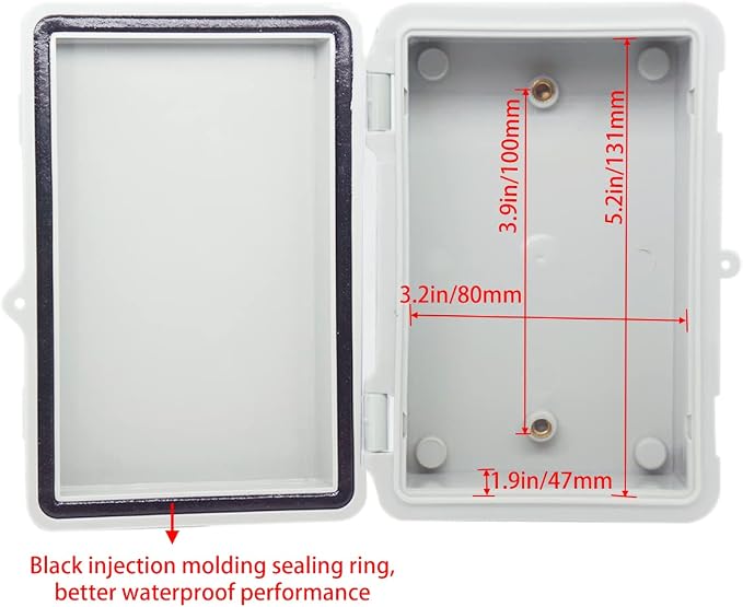 Junction Box, Hinged Cover IP67 Waterproof ABS Project Box - Image 4