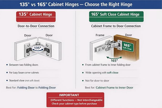 Lazy Susan Cabinet Hinges 2 Pack, 135° Corner Cabinet Door Hinges - Image 3