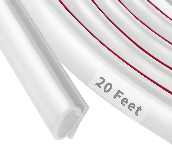 20 Feet Rubber Weather Stripping Door Seal Strip, Self-Adhesive Backing D-Shape by Fingwerk