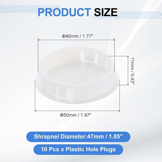 uxcell 10Pcs Plastic Hole Plugs, 45mm Flush Type Panel Plugs, Round Snap - Image 2