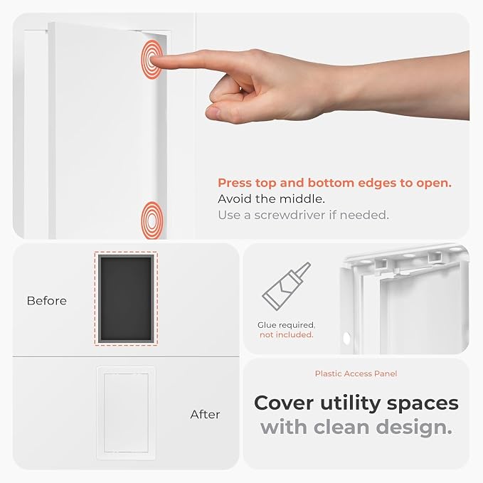 8x8 Inch White Access Panel for Drywall – ABS Plastic Square Wall, Ceiling - Image 3
