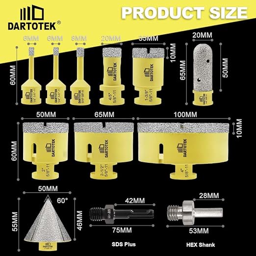Diamond Core Drill Bits Set 12PCS - Image 2