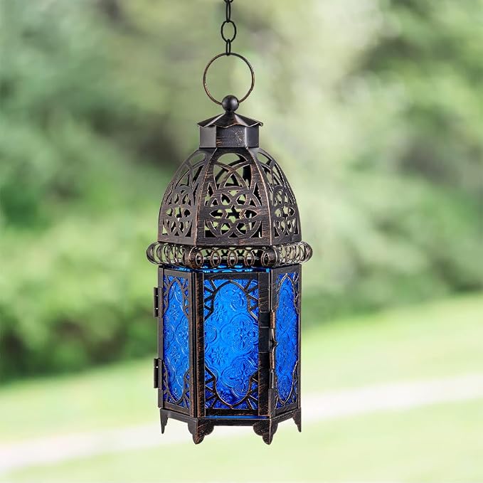 NEEDOMO Hanging Moroccan Lantern, 12.8'' Vintage Candle Holder, Metal Lanterns - Image 8