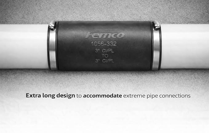 Fernco XL 1056-332 Flexible Pipe Coupling 3” – Extra-Long DWV Connector - Image 5