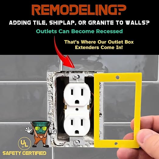 ReceptXtenders 1/4" Single Gang Outlet Box Extenders, UL Listed, Electrical Box - Image 3