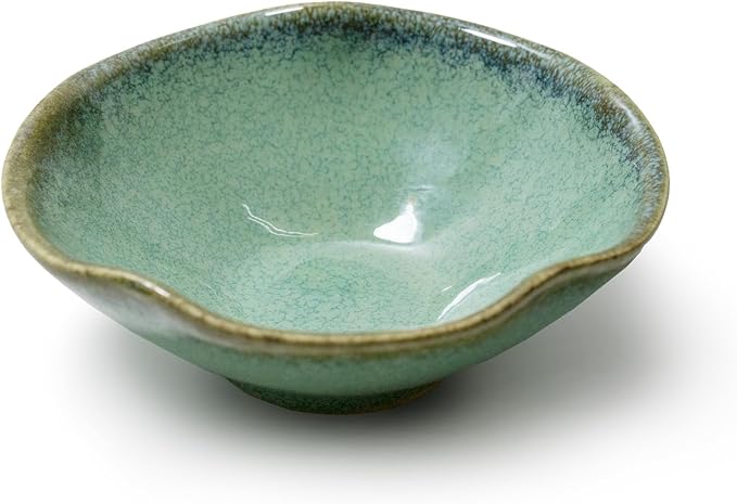 4.7" Small Decorative Bowl, Small Key Bowl, Ceramic Potpourri Bowl | Green Bowl by KROUJITY