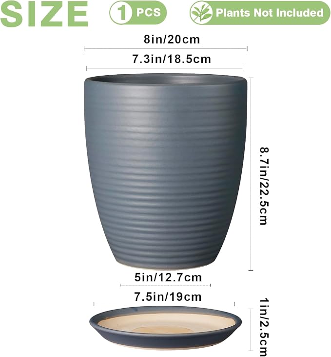 8 Inch Ceramic Plant Pot Large Planter Pot - Image 3
