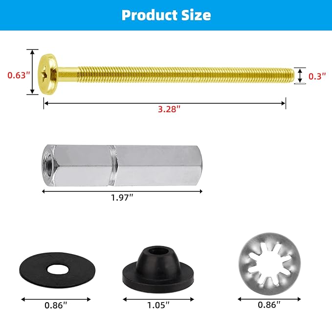 Hibbent 4 PCS Universal Toilet Seat Bolts Kit, Brass Bolts - Image 5