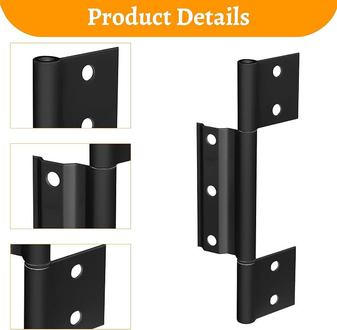 Matte Black Screen Door Hinges, 1/8 Inch Grooved Center | Storm Door Hinge - Image 2