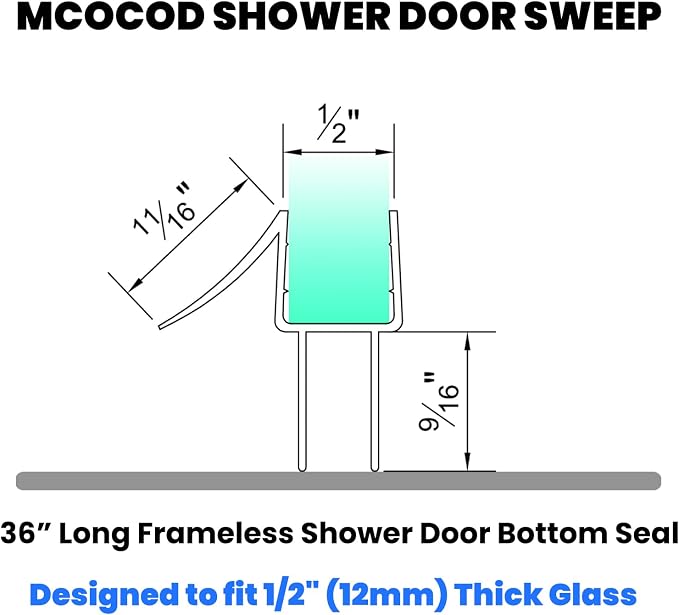 36" Shower Door Bottom Seal Strip - Image 2