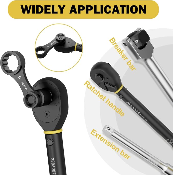 17 Pcs Metric Torque Adapter Set, 3/8" 12-Point Extension | 1/2''+1/4'' + Bit - Image 6