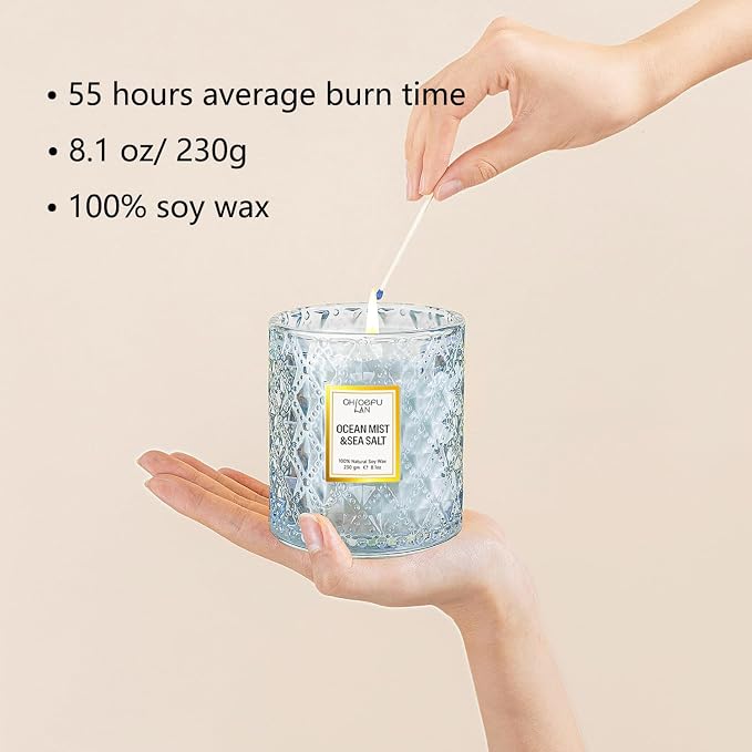 Chloefu LAN Summer California Mist Ocean & Sea Salt Candle, 8.1 oz | Luxury Air - Image 2
